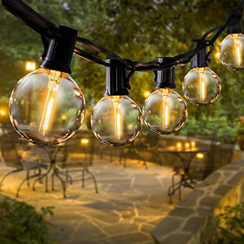 Qxmcov Lichterkette Außen LED Lichterkette Glühbirnen G40 7.5m 25er Globe Birnen LED Garten Lichterkette Wasserdicht für Innen Aussen Weihnachten Hochzeit Party Balkon Warmweiß mit 3 Ersatzbirnen von Qxmcov