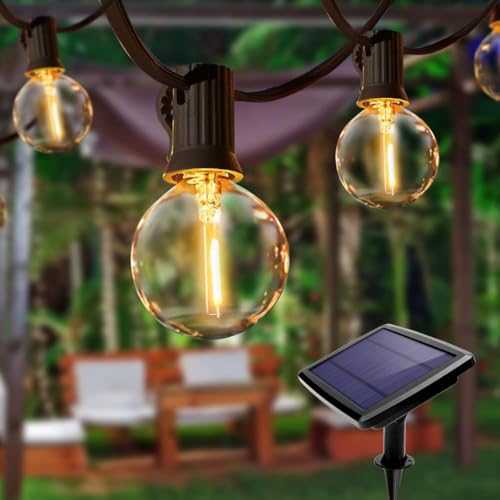 Qxmcov Lichterkette Außen Solar, 9.4M Solar Lichterkette Glühbirnen Aussen mit 30+2 LED Birnen, 4 Modus, Wetterfeste Solar Lichterkette Aussen, Outdoor Lichterkette Solar für Garten Patio Party von Qxmcov
