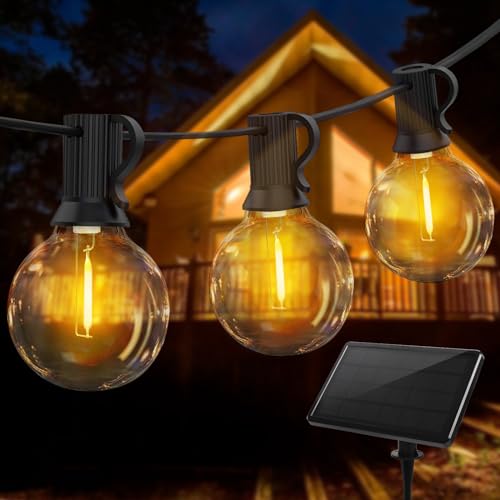 Qxmcov Solar Lichterkette Außen,15M Solar Lichterkette Glühbirnen Aussen mit 25+3 Plastik LED Birnen, 4 Modus, Wetterfeste Solar Lichterkette Aussen, Outdoor Lichterkette Solar für Garten Patio Party von Qxmcov