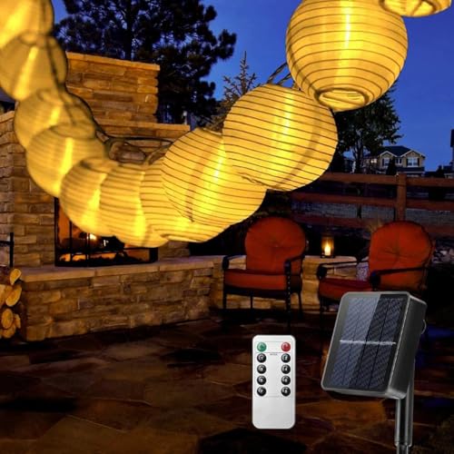 Qxmcov Solar Lichterkette Lampion Außen, Solar Lichterkette Aussen 30 LED Laternen 8 Modi Wasserdicht Solar Beleuchtung für Garten, Balkon,Party Deko Warmweiß von Qxmcov