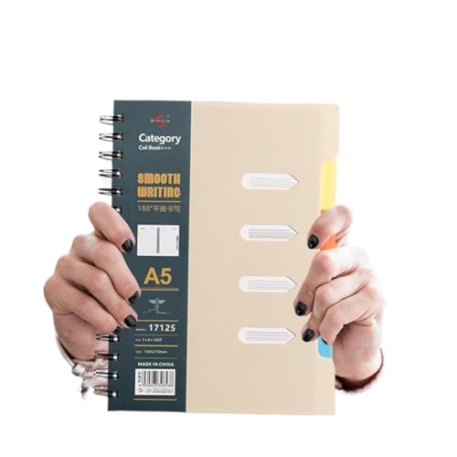 Lerntagebuch A5-Notizbuch mit farbiger Spiralbindung, 25,6 x 19,8 cm, 110 Seiten, Hardcover, horizontaler Linienblock, geeignet Compatible with Schularbeiten, Schreibtagebuch(Kaki) von Qxmiguel