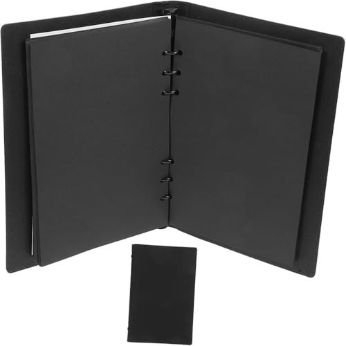 Qxmiguel Lerntagebuch A5 6x8 Zoll Loseblatt-Notizbuch, 80-seitiger Karton-Innenseiten-Notizblock mit horizontalen Linien for Notizen in der Arbeit und Schule for Studenten(Svart) von Qxmiguel