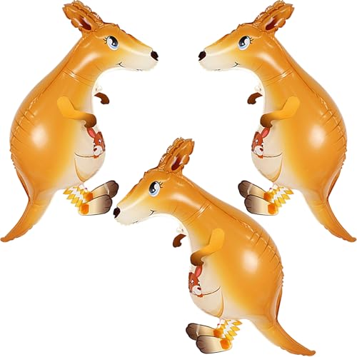 3 Stück Känguru Ballon, XXL Folienballon Tiere, Walking Tier Ballons, Luftballons Tiere, Kinder Geschenk, Deko für Kinder Geburtstag Party, Junge Mädchen Geburtstag Deko von Qxwuyazbryl