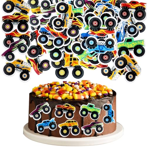 40 Stück Monster Truck Cake Tops, Monster Truck Geburtstag Cupcake Toppers, Monster Trucks Geburtstag Dekoration, Auto Cupcake Topper, Geburtstagskuchen Zubehör für Kinder von Qxwuyazbryl