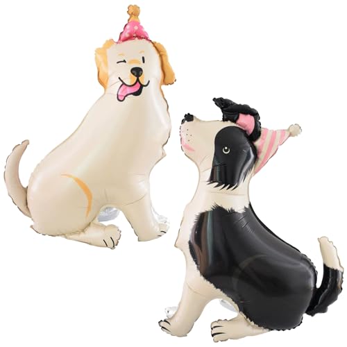 Hund Folienballon XXL, 2 Stück Tier Hunde Luftballon Tiere Ballons, Hunde Geburtstag Deko, für Kinder Geburtstag Party Hund Deko, Hunde Thema Party Dekoration, Geschenk Mitgebsel Mädchen Junge von Qxwuyazbryl