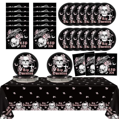 Death to My Twenties Geschirrset für 24 Gäste Schwarz und Roségold Rip to My 20s Birthday Decorations Dirty 30 Birthday Teller Servietten Tischdecke Einweggeschirr Set für Beerdigung Jugendparty Death to My Twenties Geschirrset für 24 Gäste Schwarz und Roségold Rip to My 20s Birthday Decorations Dirty 30 Birthday Teller Servietten Tischdecke Einweggeschirr Set für Beerdigung Jugendparty von Qyeahkj