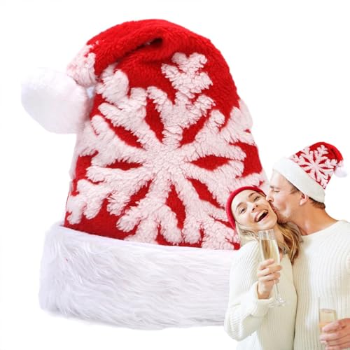 Qyljeiwred Rote Nikolausmützen - Unisex Schneeflocke Plüsch Erwachsene Nikolausmütze Weihnachtsmützen mit Schneeflockenmuster für Männer, Frauen, Erwachsene, Freunde Qyljeiwred Rote Nikolausmützen - Unisex Schneeflocke Plüsch Erwachsene Nikolausmütze Weihnachtsmützen mit Schneeflockenmuster für Männer, Frauen, Erwachsene, Freunde von Qyljeiwred