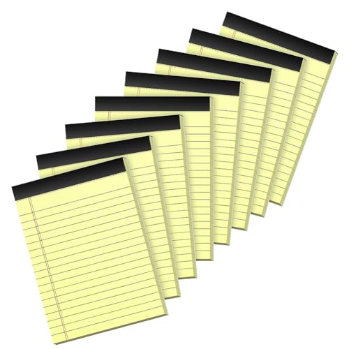 Qyrugcxs 8-Teilige Notizblöcke, 8,5 X 11, Schreibblöcke, Breite Linierte Notizblöcke, Gelbe Papierblöcke für Schule, Büro von Qyrugcxs