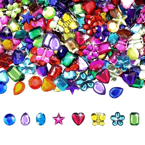Acryl Strassstein Set Bunt Schmucksteine Flache Rückseite Kristalle Strasssteine Edelsteine zum Basteln für Kinder Bastelarbeiten DIY Party Events 1200 Stück von Qzakce