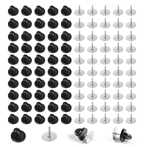 Gummi Pin Verschlüsse 50 Sets Anstecker Verschluss Runde Ersatz Anstecknadel Uniform Abzeichen für Schmuck Brosche Pins Basteln DIY Kunsthandwerk von Qzakce
