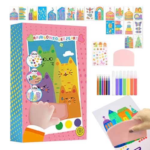 Qzdtue Art Scratch Paper, farbenfrohes Kinderkunst-Set, fantasievolles Drawing Set, Toddler Friendly Craft Supplies, 12 mehrfarbige Blätter, perfekt für Party Favors Travel Family Home Fun von Qzdtue