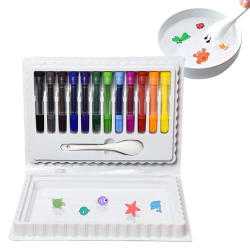 Qzdtue Drawing Pens, Artistic Water Floating Markers, Erasable Ink, Includes Spoon Tool, 12-Color Set, Perfect Home, Classroom, School Use, Ideal for Boys, Girls, Beginners, Studenten von Qzdtue