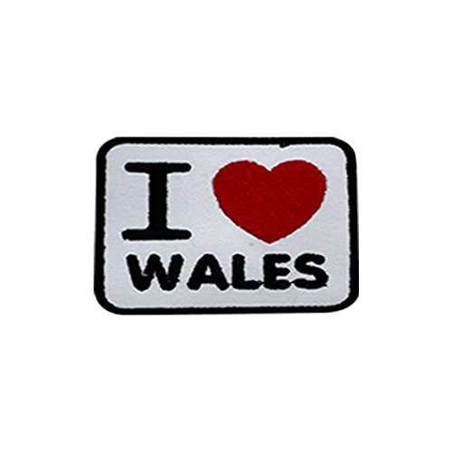 I Love Wales Patch zum Aufbügeln oder Aufnähen, bestickt, Länderabzeichen von R-CO