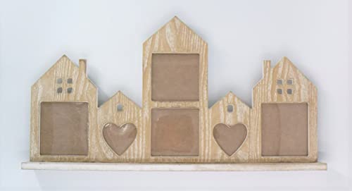 R.G.B. Chabby Chic Bilderrahmen aus Holz mit 6 Kästen – 2 Herzformen 4 Quadrate (Rahmenmaße 41 x 22 x 5 cm – Maße quadratischer Fotos 7 x 7 cm) von R.G.B.