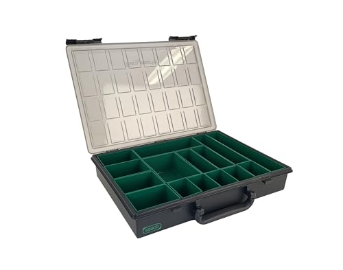 raaco Assorter 55 4x8-15: Premium Sortierbox für Werkstatt, 15 Einsätze, Sortimentskasten & Sortierboxen für Kleinteile, Sichere Aufbewahrung, Tragbar, 26,1 x 33,8 x 5,7 cm, Leicht & Robust von RAACO