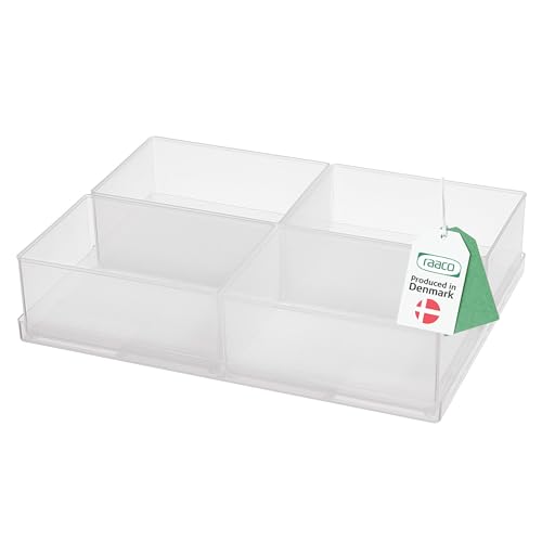 Raaco Einsatzkasten 55 4xA7-1, Tablett mit 4 Einsätzen, Transparenter Sortierkasten für Kleinteile, Sortierboxen, Schubladen & Kleinteileaufbewahrung, Leicht zu Reinigen, 16 x 22 x 4,7 cm Raaco Einsatzkasten 55 4xA7-1, Tablett mit 4 Einsätzen, Transparenter Sortierkasten für Kleinteile, Sortierboxen, Schubladen & Kleinteileaufbewahrung, Leicht zu Reinigen, 16 x 22 x 4,7 cm von Raaco