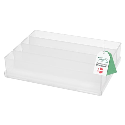 raaco Einsatzkasten 55 4xA9-4, Tablett mit 4 Einsätzen, Transparenter Sortierkasten für Kleinteile, Sortierboxen, Schubladen & Kleinteileaufbewahrung, Leicht zu Reinigen, 16 x 22 x 4,7 cm raaco Einsatzkasten 55 4xA9-4, Tablett mit 4 Einsätzen, Transparenter Sortierkasten für Kleinteile, Sortierboxen, Schubladen & Kleinteileaufbewahrung, Leicht zu Reinigen, 16 x 22 x 4,7 cm von Raaco