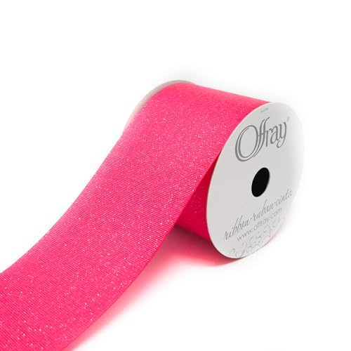 RABOM, Glitzer-Ripsband, 7,6 cm, 9,1 m, Bastelband, Cheer Ribbon (Shocking Pink) von RABOM