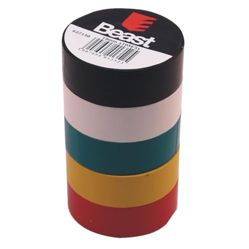 Isolierband Set 19 mm x 10 m – 5 Farben PVC Elektro Isoband – VDE geprüftes Klebeband für Elektriker, Kabel & Leitungen – hitzebeständig, feuchtigkeitsfest & starke Klebkraft von RACEL