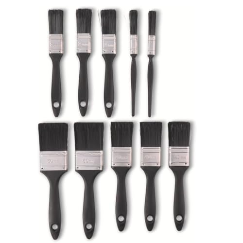 RACEL Pinsel Set 10-teilig – Flachpinsel Schwarz für Lasuren, Farben & Lacke – Malerpinsel in 4 Größen (13–50 mm) für Heimwerker, Künstler & Renovierungsarbeiten von RACEL