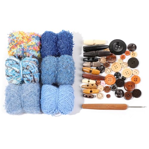 20 Stück originelle Kunstgarne – für DIY-Kunstgarne für Schmuckherstellung, Junk-Magazine, Stricken, Basteln, dekorative Textilquasten, Vintage-Garn, Kartenherstellung (Seeblau) von RACIOCK