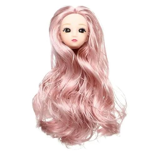 RAEF 1/6 BJD Puppenkopf mit goldbraunen schwarzen Langen Haaren für 30 cm Puppengelenke, 3D-Augen, rote DIY-Kopfbedeckung von RAEF