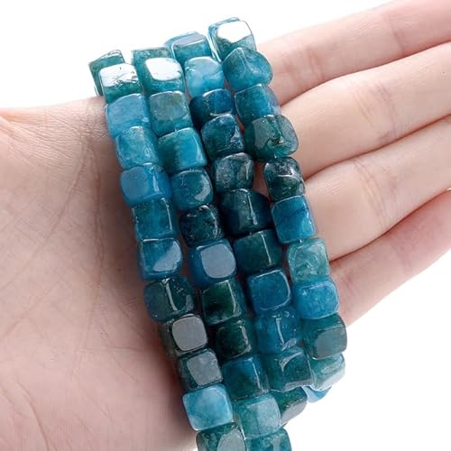 RAEF Naturstein-Quadrat-Perlen, Turmalin, Aquamarine, gemischte Edelsteine, lose Abstandshalter, Würfelperlen für Schmuckherstellung, DIY-Armband, Halskette von RAEF