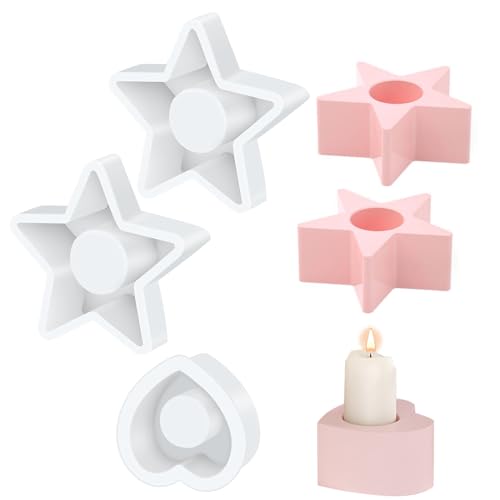RAFIYU 3 Stücke Stern Silikonformen Gießformen, Herzförmig Silikonform Kerzenhalter Weihnachten, Gießformen Silikon Gießform Kerzenhalter Epoxidharz Formen, Giessform Silikon für DIY-Geschenke RAFIYU 3 Stücke Stern Silikonformen Gießformen, Herzförmig Silikonform Kerzenhalter Weihnachten, Gießformen Silikon Gießform Kerzenhalter Epoxidharz Formen, Giessform Silikon für DIY-Geschenke von RAFIYU