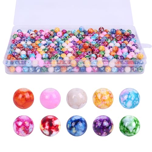 RAFIYU 550 Stück perlen für armbänder，8mm bunte perlen zum auffädeln, Mehrfarbig Schmuckperlen selber machen set,edelstein bastelperlen für Armbänder, Halsketten, Kleidung und Schmuckherstellung von RAFIYU