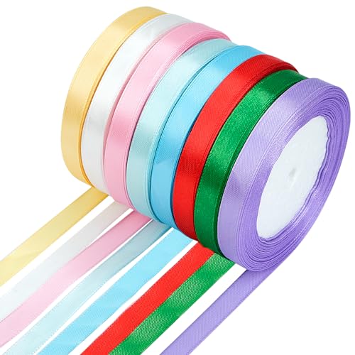 RAFIYU Geschenkband 8 Farben,1cm x 22m Satinband, 8 PCs bunt schleifenband, Dekoration Seidenband, Dekoband Stoffband, Verpackungsband für Party，Hochzeit，Taufe ，Geburtstag ，Fest，Basteln Kunsthandwerk von RAFIYU