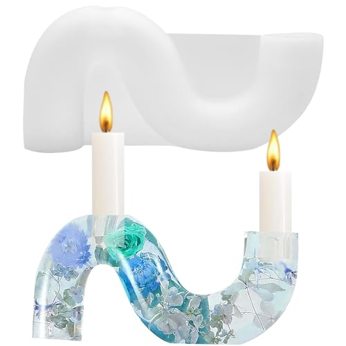 RAFIYU Silikonform Kerzenhalter,Kerzen Gießformen Epoxidharz Formen Leicht abzuziehen,Silikon Kerzenformen für DIY Aromatherapie Kerzen Herstellung Feiertagsdekorationen zu Hause (S-form) von RAFIYU