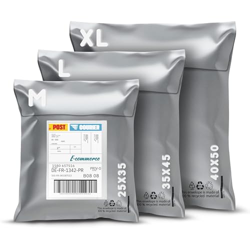 RAGO® Versandtaschen Plastik Warensendung M-10 Stück L-10 Stück XL-10 Stück +Lieferscheintaschen C6 I Versandbeutel Selbstklebend und Blickdicht I Plastiktüten Verschließbar I Ideal für Vinted von RAGO