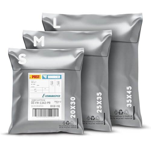 RAGO® Versandtaschen Plastik Warensendung S-10 Stück I M-10 Stück I L-10 Stück +Lieferscheintaschen C6 I Versandbeutel Selbstklebend und Blickdicht I Plastiktüten Verschließbar I Ideal für Vinted von RAGO
