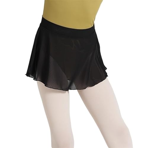 RAGOPILEN Ballettrock, Kinder-Ballettrock mit Spandex-Umwicklung, Netzstoff, 7 Farben, 4 Größen(Black,L(130-150cm)) von RAGOPILEN