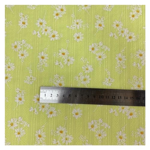 RAGOPILEN Baumwoll-Handarbeitsstoff, Bestickter Baumwoll-Jacquardstoff mit Gänseblümchenmuster for Bekleidungsdekor, Mehrfarbig, 1/3/5/10 Meter(7 Bright Yellow,145cmx10yard) von RAGOPILEN