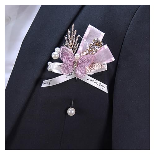RAGOPILEN Corsage-Armband, Handgelenk-Ansteckblume, 2er-Pack, Blumenarmband for Hochzeit, Abschlussball, Party(Boutonniere B) von RAGOPILEN