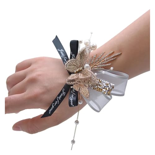 RAGOPILEN Corsage-Armband, Handgelenk-Ansteckblume, 2er-Pack, Blumenarmband for Hochzeit, Abschlussball, Party(Wrist Corsage C) von RAGOPILEN