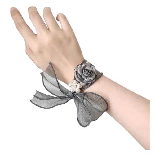 RAGOPILEN Corsage-Armband, Handgelenk-Corsage mit Band for Braut, Brautjungfern, Schwestern, Hochzeit, Abschlussball, Mehrfarbig(Grey) von RAGOPILEN