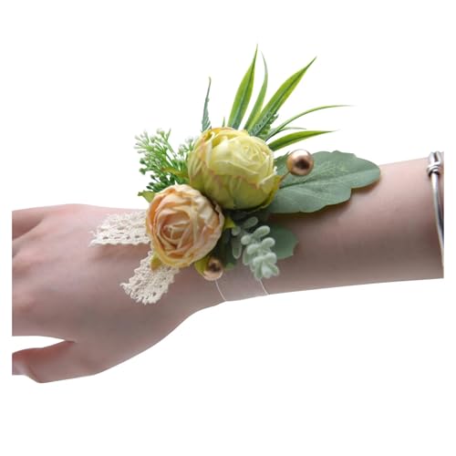 RAGOPILEN Corsage-Armband, Künstliche Rosenblüten aus Seide, Handgelenk-Corsage-Armband for Hochzeit und Abschlussball, Mehrfarbig(Color 06) von RAGOPILEN