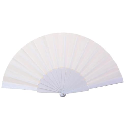 RAGOPILEN Faltbarer Handfächer, Bauchtanz-Fächer, faltbar, Kunststoff und Stoff, 14 Rippen, Mehrfarbig(White) von RAGOPILEN