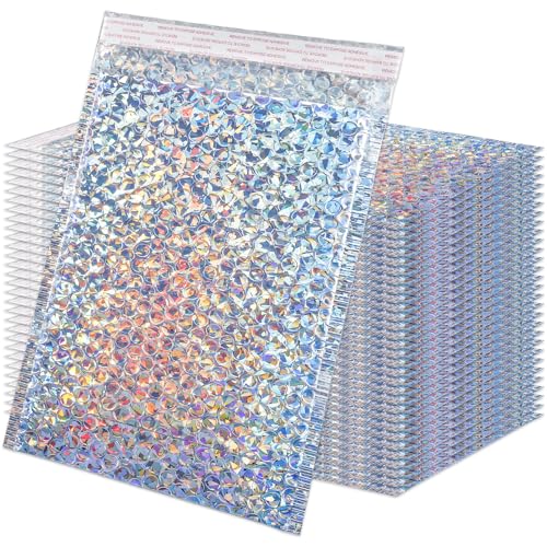 RAIHOMKIT Holografische Luftpolster-Versandtaschen, metallisch, wasserdicht, selbstdichtend, gepolstert, für Versand, Verpackung, 27,9 x 17,8 cm, Silber, 30 Stück RAIHOMKIT Holografische Luftpolster-Versandtaschen, metallisch, wasserdicht, selbstdichtend, gepolstert, für Versand, Verpackung, 27,9 x 17,8 cm, Silber, 30 Stück von RAIHOMKIT