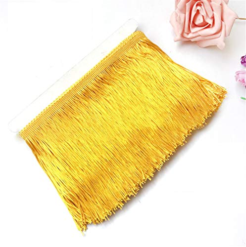 RAILONCH 10 Meter DIY Fransen Tanzfransen Geschnitten Fransenborte, Fransenband fur DIY Nähzubehör KostümTrimmen Apparel Lateinisches (Goldgelb,15cm) von RAILONCH