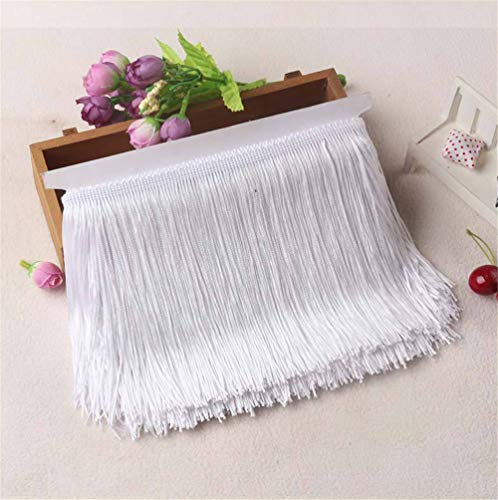 RAILONCH 10 Meter DIY Fransen Tanzfransen Geschnitten Fransenborte, Fransenband fur DIY Nähzubehör KostümTrimmen Apparel Lateinisches (Weiß,10cm) von RAILONCH