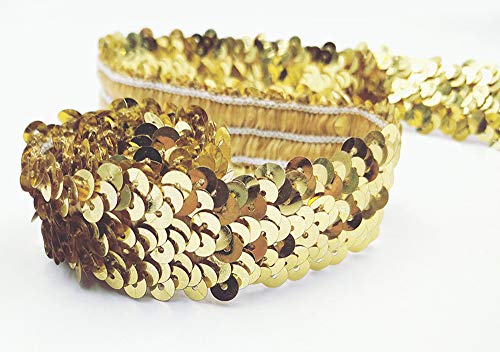 RAILONCH 10Yard*3cm DIY Glänzendes Paillettenband, Paillettenbänder, Pailletten für DIY Hochzeit Handwerk Basteln (Gold) von RAILONCH