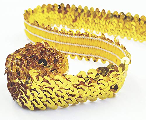 RAILONCH 10Yard*3cm DIY Glänzendes Paillettenband, Paillettenbänder, Pailletten für DIY Hochzeit Handwerk Basteln (Golden) von RAILONCH