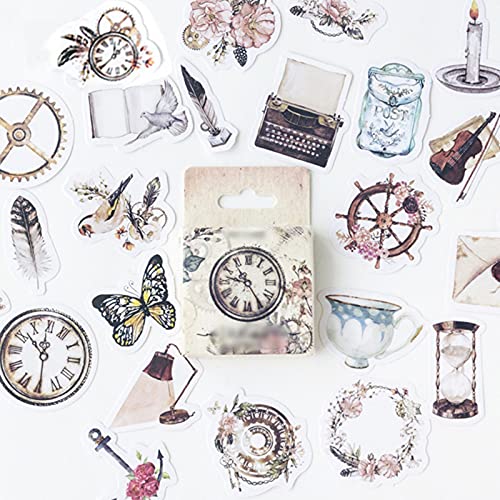 RAILONCH 46Pcs Scrapbooking Aufkleber Set, Vintage Dekorative Sticker Stickerbögen für DIY Handwerk Scrapbooking Notizbuch Kalender Fotoalbum (H) von RAILONCH