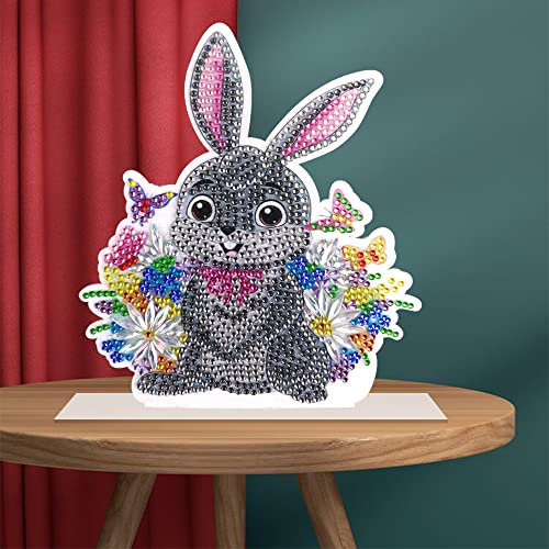 RAILONCH 5D DIY Ostern Hase Diamond Painting Kits, Diamond Painting Ornamente, Ostern Deko Geschenk Türschmuck Wanddekor für Home (C 15.6 * 17cm) von RAILONCH