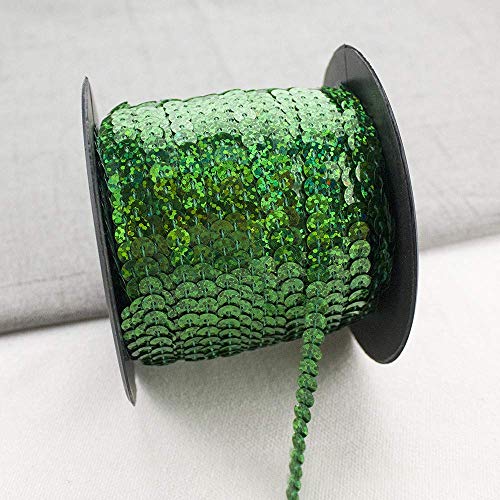 RAILONCH 90m*6mm Pailletten Bänder DIY Paillettenband, für Hochzeit Handwerk Basteln,Bauchtanz Deko,Tanzbekleidungen UVM. (Grüner Laser) von RAILONCH
