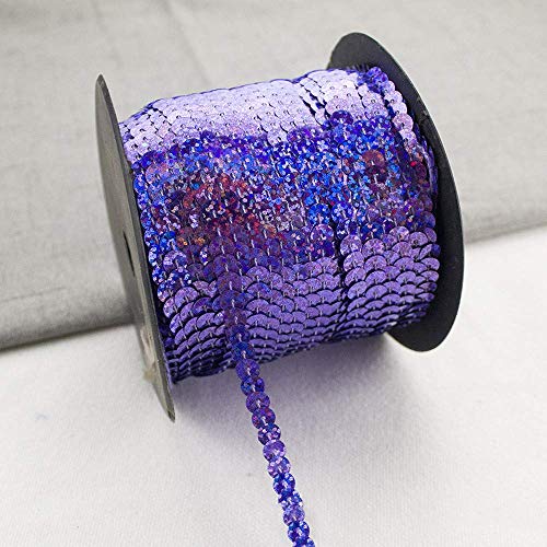 RAILONCH 90m*6mm Pailletten Bänder DIY Paillettenband, für Hochzeit Handwerk Basteln,Bauchtanz Deko,Tanzbekleidungen UVM. (Hellpurpurner Laser) von RAILONCH