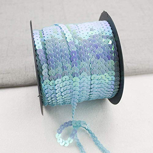 RAILONCH 90m*6mm Pailletten Bänder DIY Paillettenband, für Hochzeit Handwerk Basteln,Bauchtanz Deko,Tanzbekleidungen UVM. (Himmelblau) von RAILONCH
